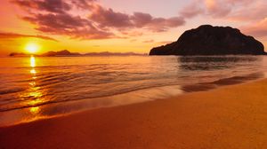 Preview wallpaper coast, beach, sea, sunset, nature