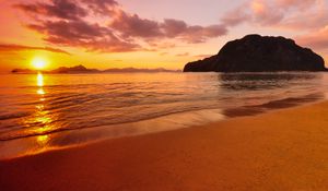 Preview wallpaper coast, beach, sea, sunset, nature