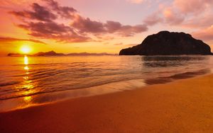 Preview wallpaper coast, beach, sea, sunset, nature