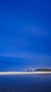 Preview wallpaper coast, beach, shallow, horizon, evening, blue