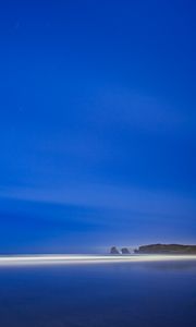 Preview wallpaper coast, beach, shallow, horizon, evening, blue