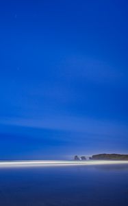 Preview wallpaper coast, beach, shallow, horizon, evening, blue