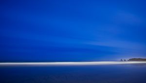 Preview wallpaper coast, beach, shallow, horizon, evening, blue