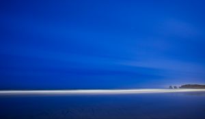 Preview wallpaper coast, beach, shallow, horizon, evening, blue