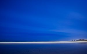 Preview wallpaper coast, beach, shallow, horizon, evening, blue