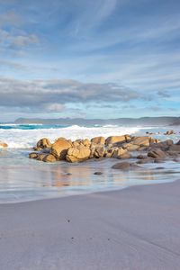 Preview wallpaper coast, beach, stones, sea, waves, nature