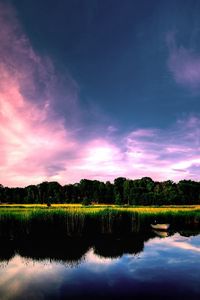 Preview wallpaper coast, boats, trees, sky, lake