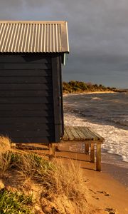 Preview wallpaper coast, booth, sea, water, waves, landscape