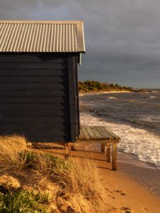 Preview wallpaper coast, booth, sea, water, waves, landscape