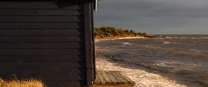 Preview wallpaper coast, booth, sea, water, waves, landscape