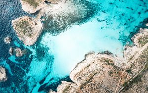 Preview wallpaper coast, channel, island, sea, aerial view, malta