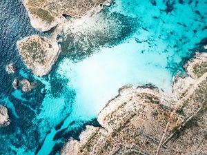 Preview wallpaper coast, channel, island, sea, aerial view, malta