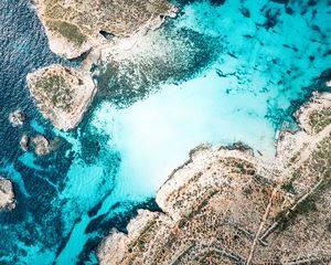 Preview wallpaper coast, channel, island, sea, aerial view, malta