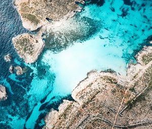 Preview wallpaper coast, channel, island, sea, aerial view, malta