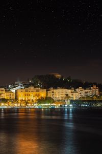 Preview wallpaper coast, city, night, lights, dark, reflection