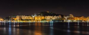 Preview wallpaper coast, city, night, lights, dark, reflection