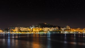 Preview wallpaper coast, city, night, lights, dark, reflection