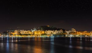 Preview wallpaper coast, city, night, lights, dark, reflection
