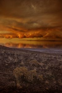 Preview wallpaper coast, dusk, landscape, clouds, water