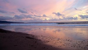 Preview wallpaper coast, evening, ocean, sand, emptiness