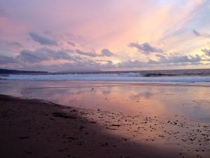 Preview wallpaper coast, evening, ocean, sand, emptiness