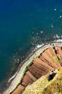 Preview wallpaper coast, fields, height, rocks, reeves, agriculture