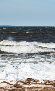 Preview wallpaper coast, foam, sea, waves, horizon, nature