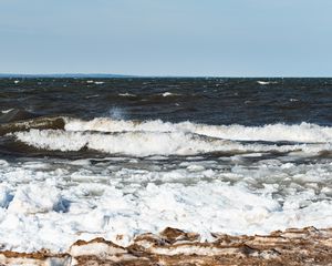 Preview wallpaper coast, foam, sea, waves, horizon, nature