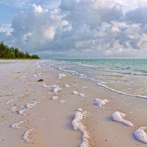 Preview wallpaper coast, green, surf, sea, sand, nature, foam