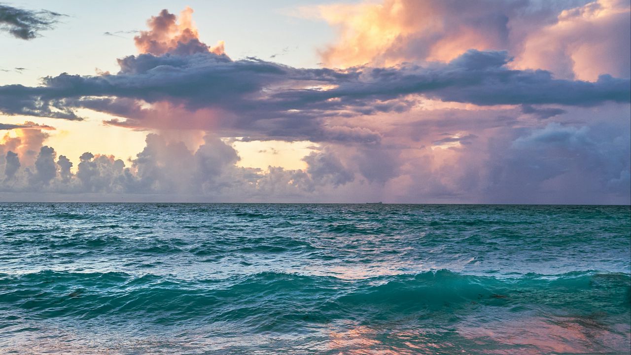 Wallpaper coast, horizon, sea, clouds, sky