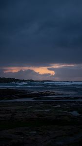 Preview wallpaper coast, horizon, sea, rocks, clouds
