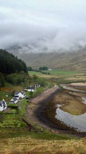 Preview wallpaper coast, houses, valley, nature