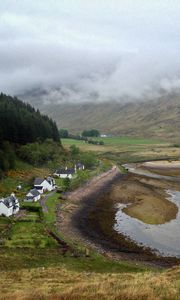 Preview wallpaper coast, houses, valley, nature