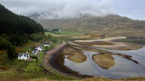 Preview wallpaper coast, houses, valley, nature