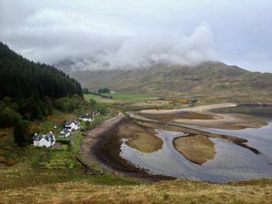 Preview wallpaper coast, houses, valley, nature