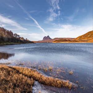 Preview wallpaper coast, lake, mountains, landscape, nature