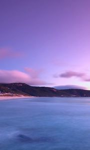 Preview wallpaper coast, land, sea, sky, pink, blue, silence, landscape