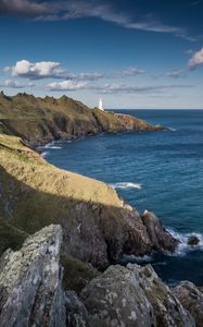 Preview wallpaper coast, lighthouse, rocks, sea