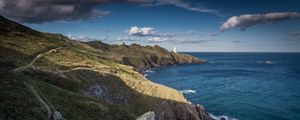 Preview wallpaper coast, lighthouse, rocks, sea