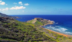 Preview wallpaper coast, malta, sea sky, ghajn tuffieha, horizon, nature