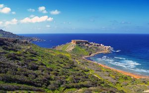 Preview wallpaper coast, malta, sea sky, ghajn tuffieha, horizon, nature