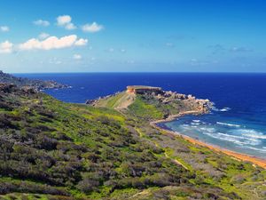 Preview wallpaper coast, malta, sea sky, ghajn tuffieha, horizon, nature