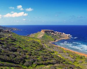 Preview wallpaper coast, malta, sea sky, ghajn tuffieha, horizon, nature