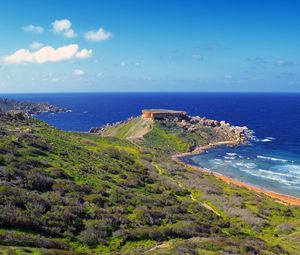 Preview wallpaper coast, malta, sea sky, ghajn tuffieha, horizon, nature