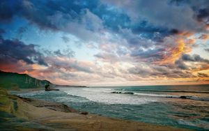 Preview wallpaper coast, mountain, rock, sea, nature