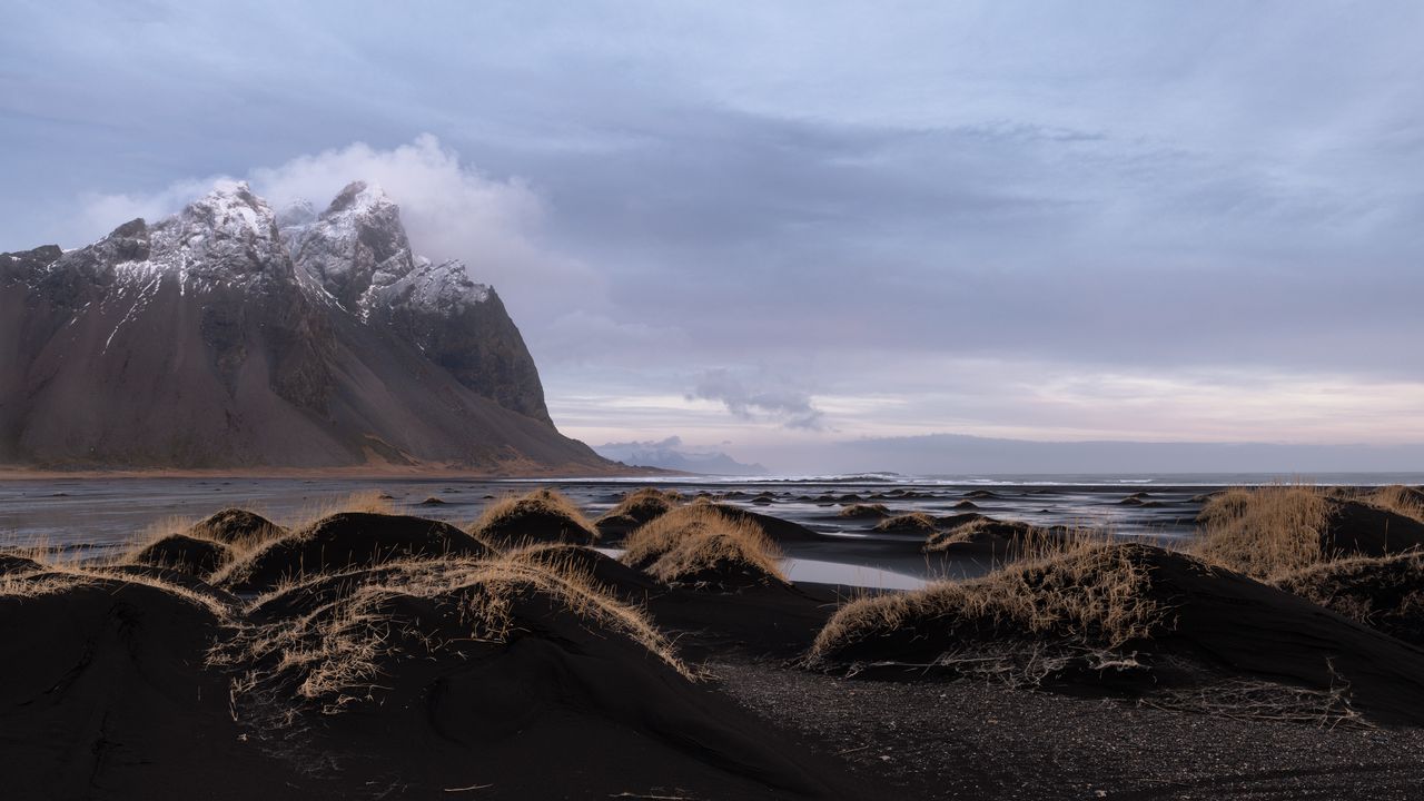 Wallpaper coast, mountains, clouds, landscape, nature