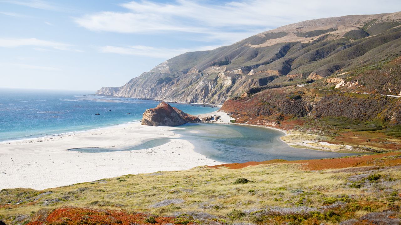 Wallpaper coast, mountains, sea, landscape