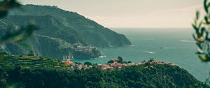 Preview wallpaper coast, mountains, town, sea, landscape