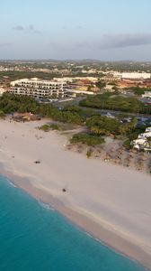 Preview wallpaper coast, ocean, aerial view, beach, sand, palms