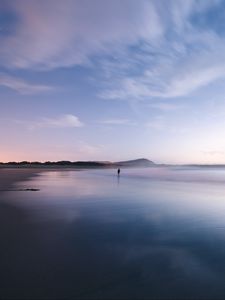 Preview wallpaper coast, ocean, loneliness, horizon, sunset